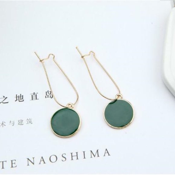 Green circle earrings Clearance
